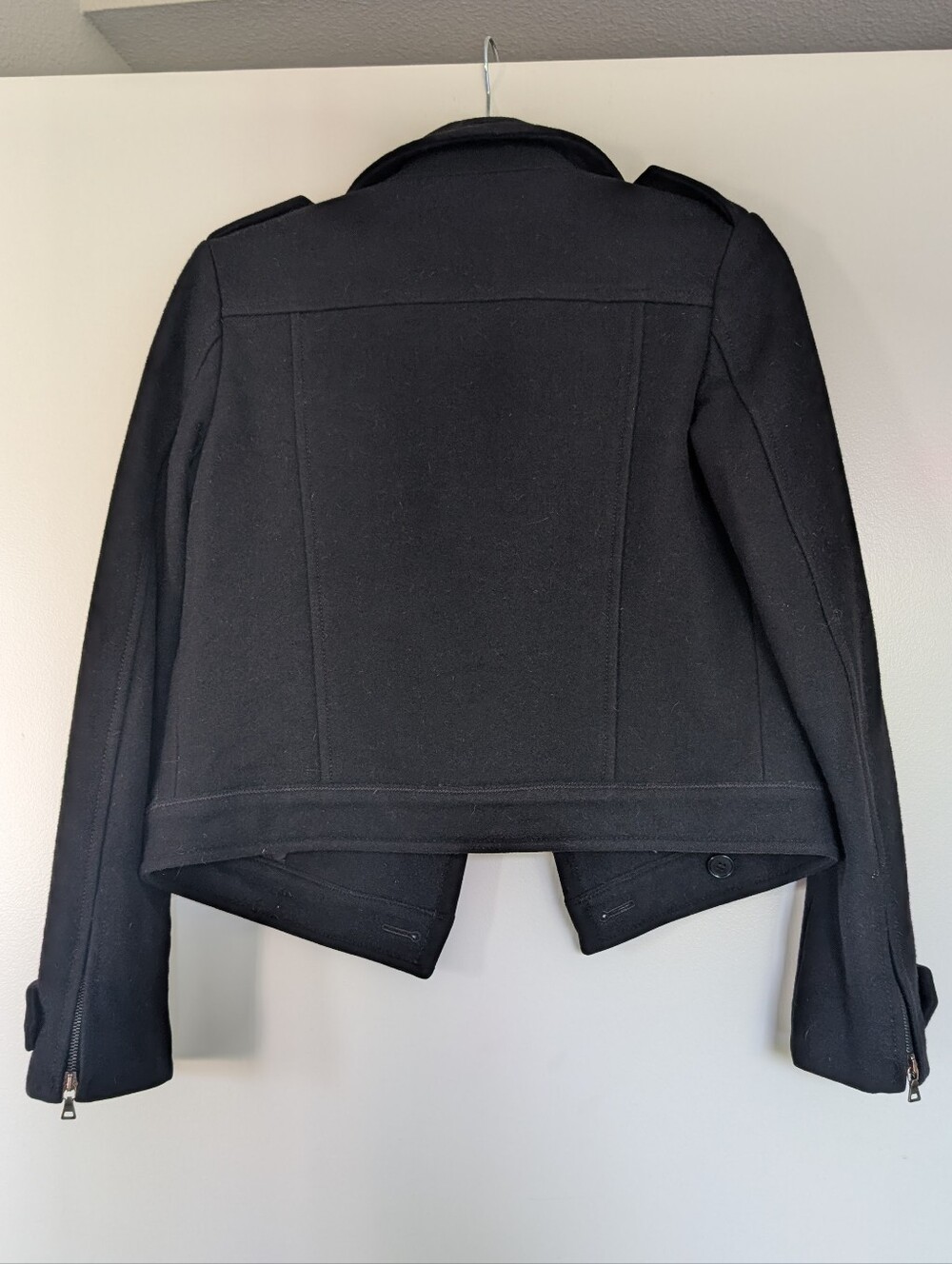PRADA Milano Black Wool Alpaca Cropped Moto Military Jacket Art 280828 Tg 38 US - Picture 11 of 11
